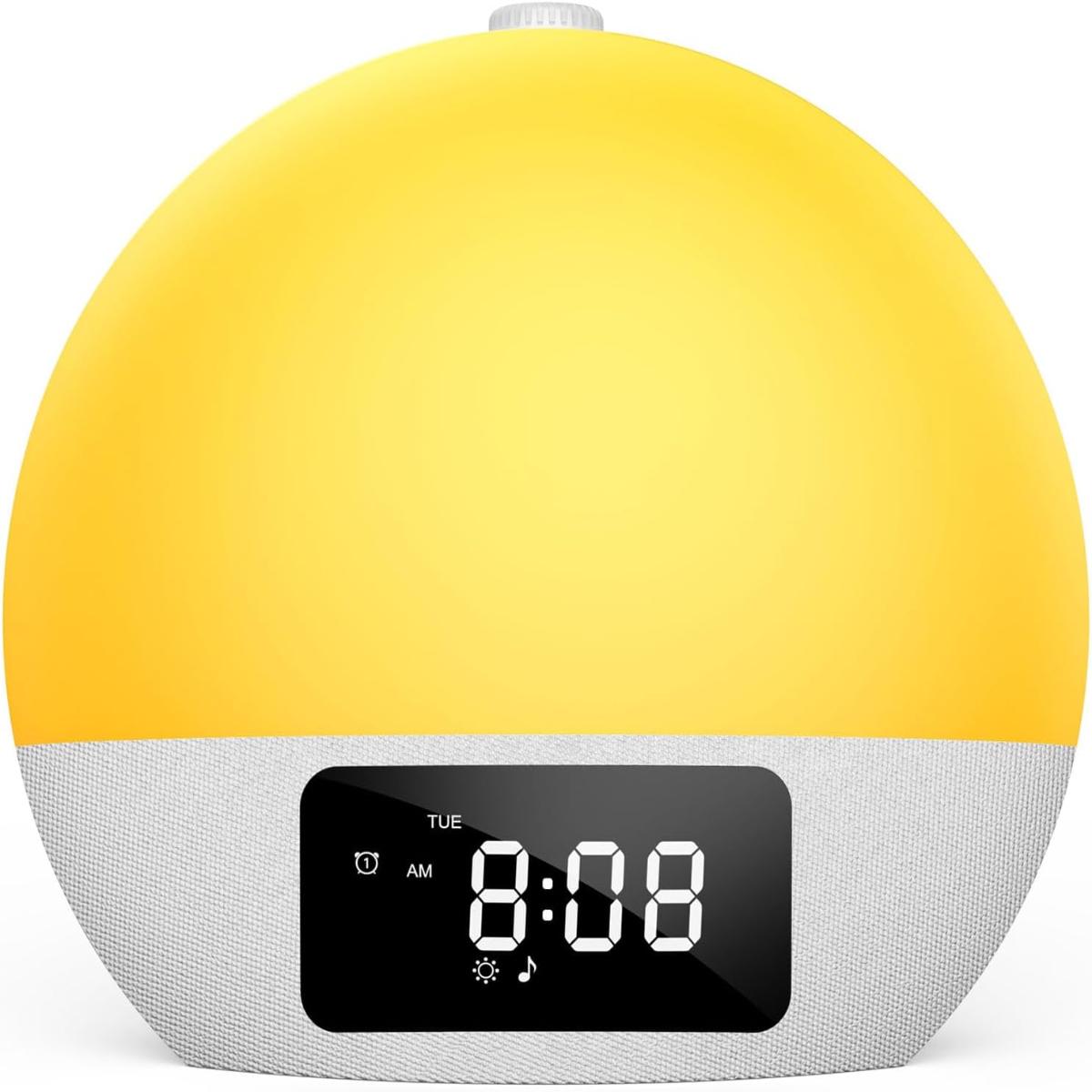 

Wake up Light Sunrise Alarm Clock for Kids with 24 Soothing Sounds Heavy Sleepers BedroomSleep Aid, Dual Alarms FM Radio белый