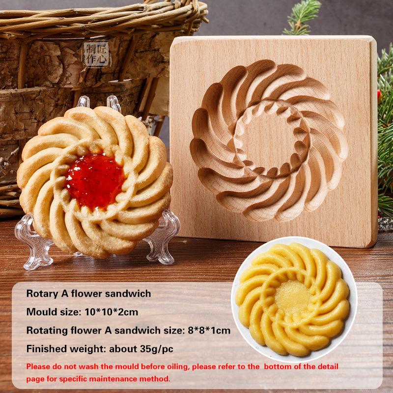 

Sandwich Jam 3D Wooden Cookie Mold Biscuit Stamp Embossing Tool Hand Press Christmas New Year Cookies Cutter Valentine s Day