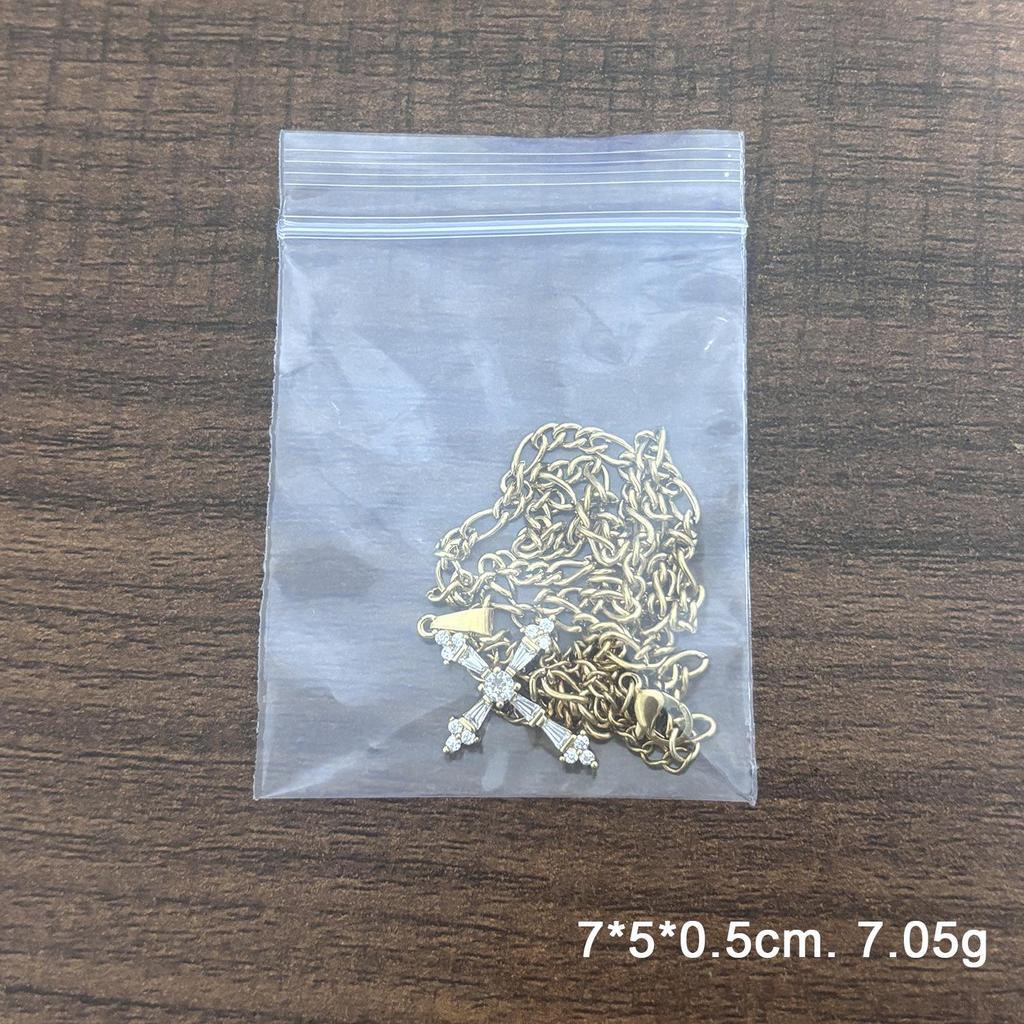 18K Gold Figaro Necklace with Zircon Cross - Non-Fading Stainless Steel Chain for Women