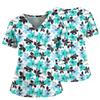 Women's Casual Printed V-Neck Pocket Side Slit Short Sleeved Top Short Sleeved Top
