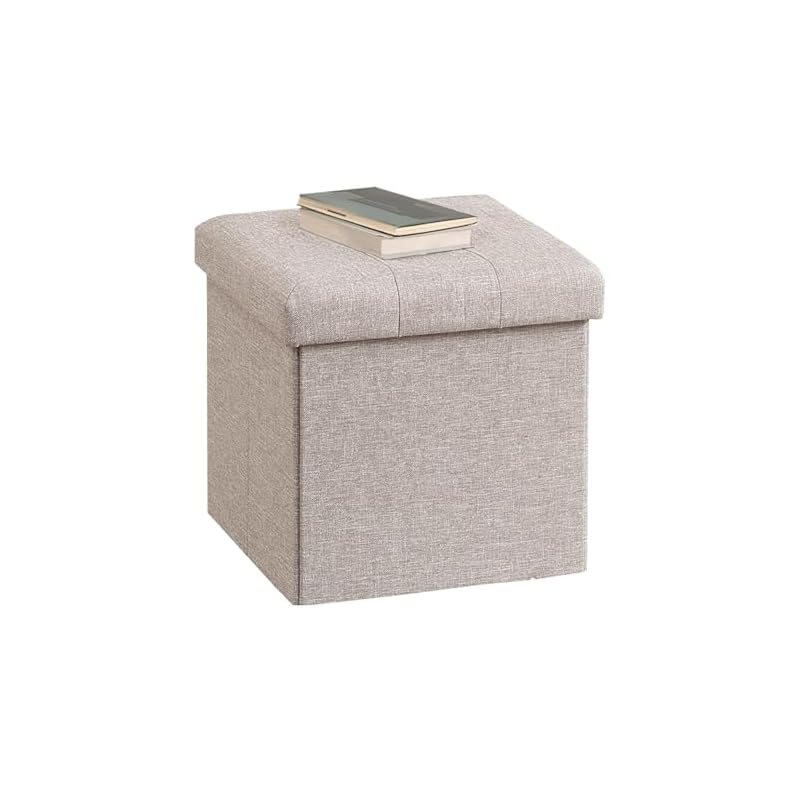 Fuji Boeki Storage Stool Storage Box, 31cm (W) x 31cm (D) x 30.5cm (H), Light Gray, Ottoman, 80kg Weight Capacity, Foldable Box Stool, Hunt 85991