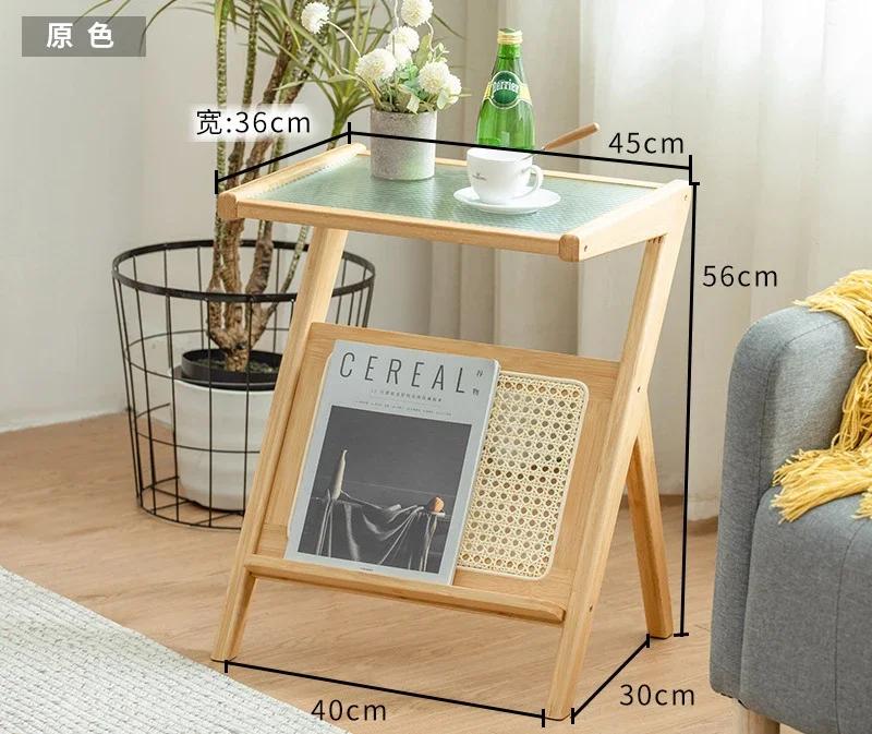 Glass Coffee Table Minimalist Living Room Sofa Bedside Light Luxury Side Table Homestay Japanese Rattan