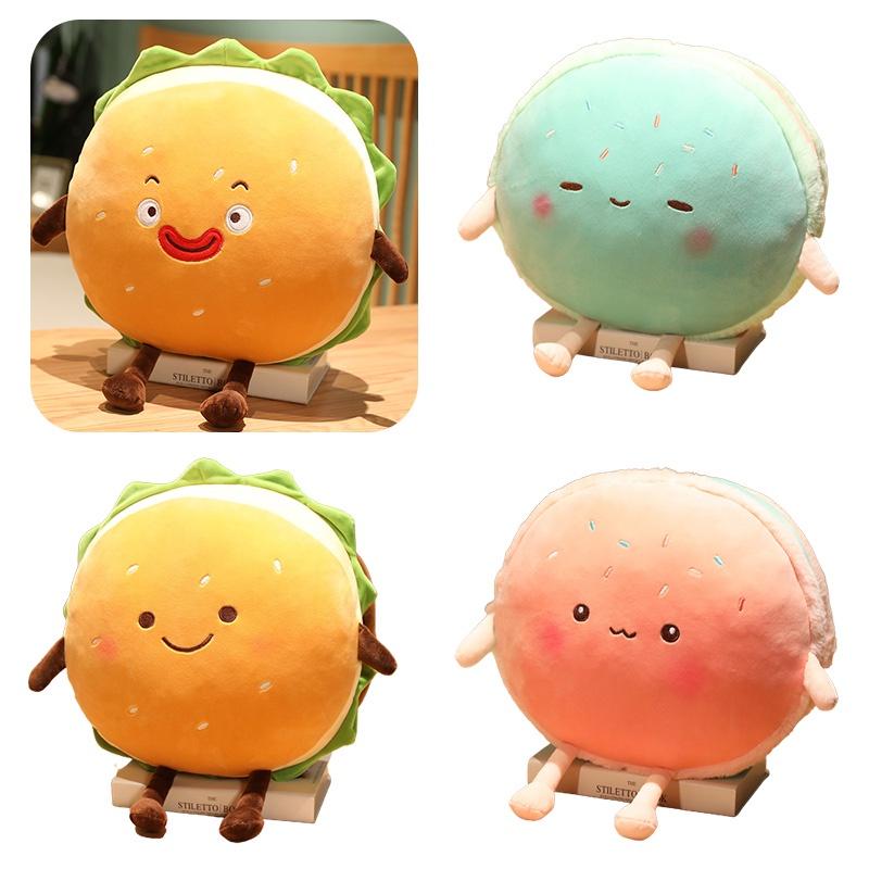 Hamburger Plush Toy With Pp Cotton Soft Filling For Kids Gift And Cozy Hand Warmer