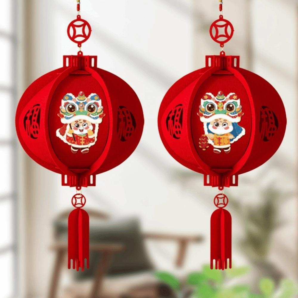 

2Pcs Fu Character Red Decorative Lantern Hanging with Tassel Chinese New Year Lantern Widely Use Good Luck 4inch
