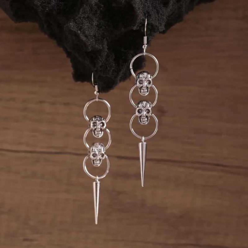 Beautiful Punk Skull Dangle Earrings