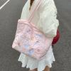 Cute Cotton Embroidery Women's Shoulder Bags Casual Quilted Ladies Large Capacity Tote Shopper Bag Lovely Dog Purse Handbags