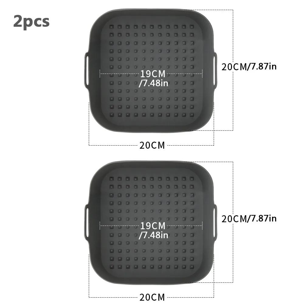 Air Fryer Silicone Pot Thick Reusable Silicone Square Air Fryer Liners Baking Tray Liner Paper Air Fryer Basket Baking Utensils