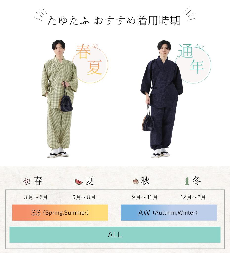 Shijira Kurume weave Samue [Tayutaf] Samue, Kurume, weave, Summer, Men's, BOTAN, Cotton, (Blue stripes, LL)