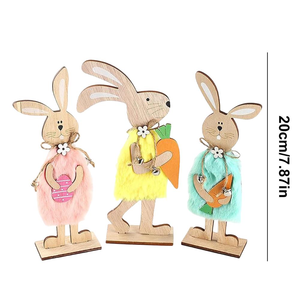 Easter Wooden Bunny Desktop Ornaments Charming Rabbit Ornaments for Parties and Celebrations