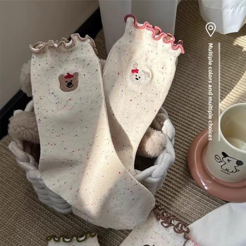 5 Pairs of Girls Spring Thin Lace Lovely Tube Pile Socks