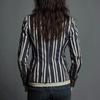 Women's Collared Long Sleeve Striped Blazer Slim Fit Floral Patchwork Casual Open Front Jacket