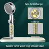 Compact Twin-Turbine Booster Shower Head with Dual Propellers