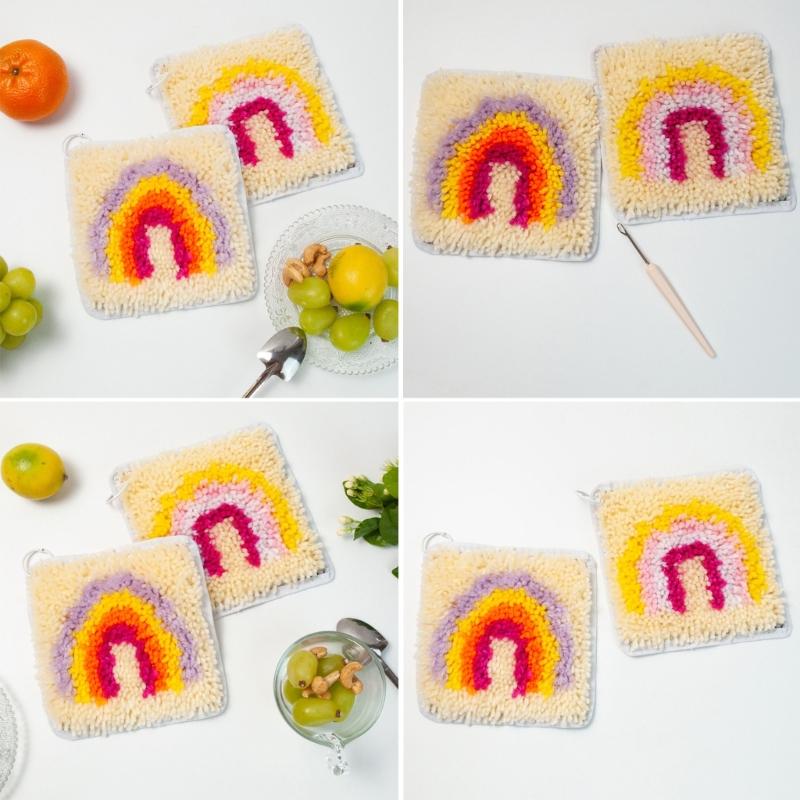 Latch Hook Kits with Printed Canvas 6X6 Inch Handmade Arts Coaster Festival Gift