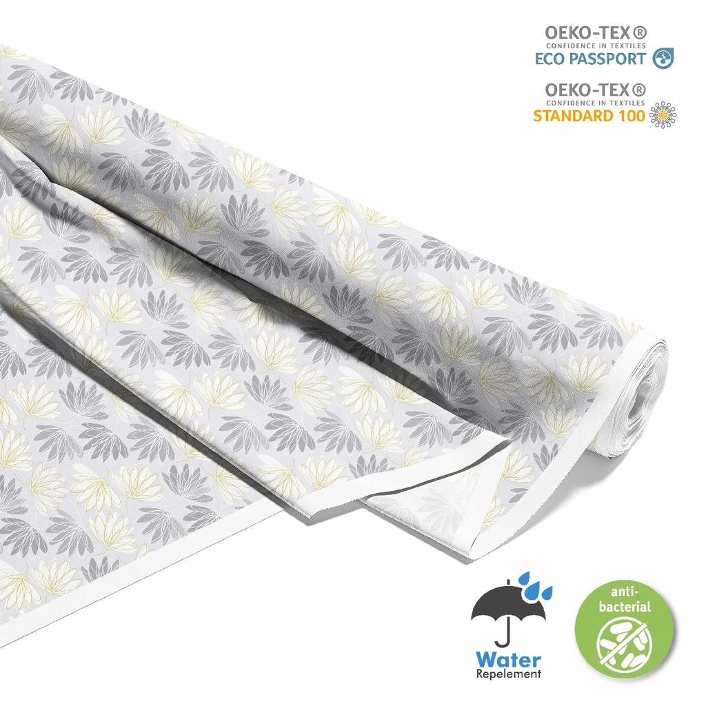 Outdoor Dekostoffe Oxford - Motiv Gezeichnete Seerosen I Dx259