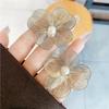 Exaggerated Metal Big Flowers Ginkgo Biloba Leaf Imitation Pearl Geometry Stud Earrings Personality Jewelry Girlfriend Gift