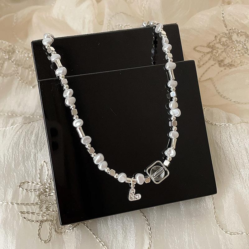 

Ожерелье в стиле ретро из жемчужин и сломанного серебряного банта в стиле Гонконга, женская легкая, роскошная, элегантная, индивидуальная, модная, универсальная, цепочка на шею, цепочка на ключицу