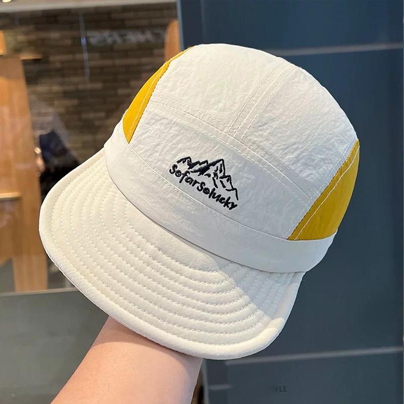 Color-block Five-panel Quick-dry Waterproof Soft-top Baseball Cap, Outdoor Sports Sun Hat, Flat-brim Hat