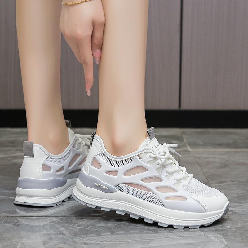 4 cm height-increasing women's shoes mesh breathable 2025 new versatile small sports little white shoes soft soles are not tiring