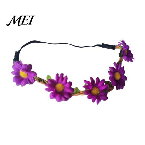 Elastic Daisy Headband for Children Sunflower/Daisy Wreath Women Girls, Flower Headpiece, Adjustable Floral Hair Accessory Beach Vacation Silk