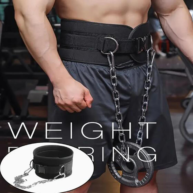 Thicken Weight Lifting Belt With Chain Dipping For Pull Up Carrying Fitness Back Muscle Strength Training