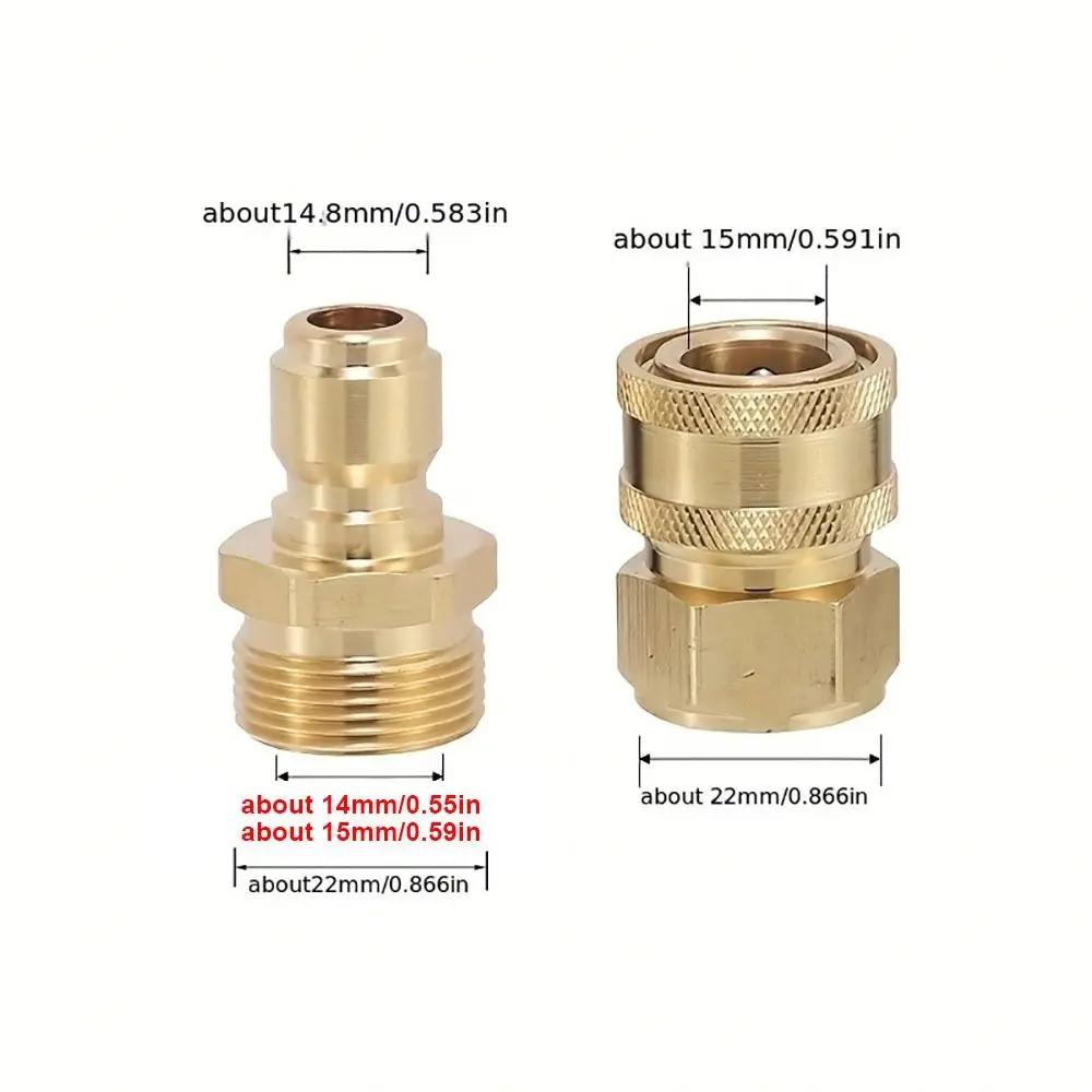 1Set 3/8 M22 Pipe Joint For M22 High Pressure Washer Adapter Set Hose Coupler Quick Connect Kits M22 14/15mm Water Outlet Set