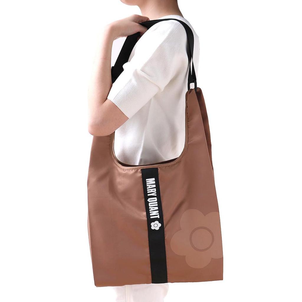 MARY QUANT 3WAY Eco Bag with Case Compact Shoulder Bag for Women Washable My Bag Sub Bag (Beige) (Case Included) 000783-0001-01