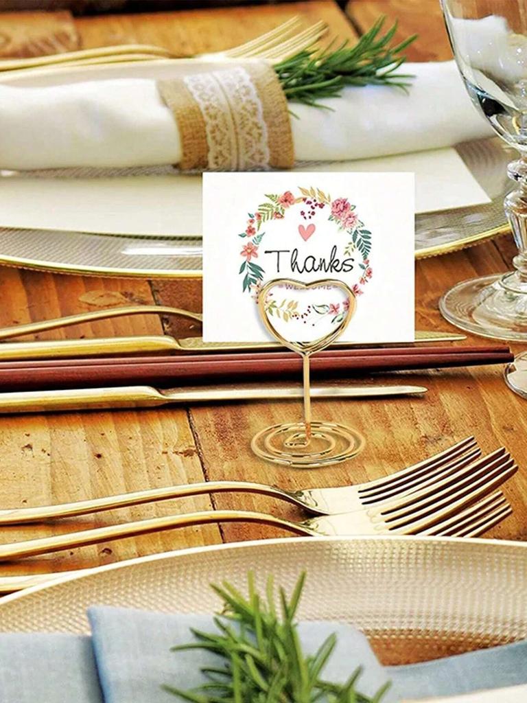 10-50pcs Mini Place Card Holder Wedding Table Number Holders Table Card Holders Party Heart Shaped Table Sign Photo Holder