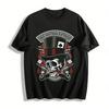 Real Outlaw Skull Top Hat Double Knives Graphic Punk Streetwear Tee Pure Cotton T-shirt