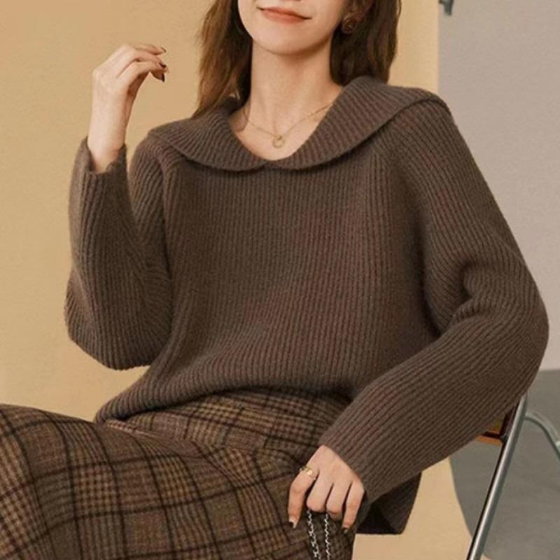 Autumn and Winter New Small Lazy Wind Knitted Top Wear Loose Casual Fashion Red Sweater Women