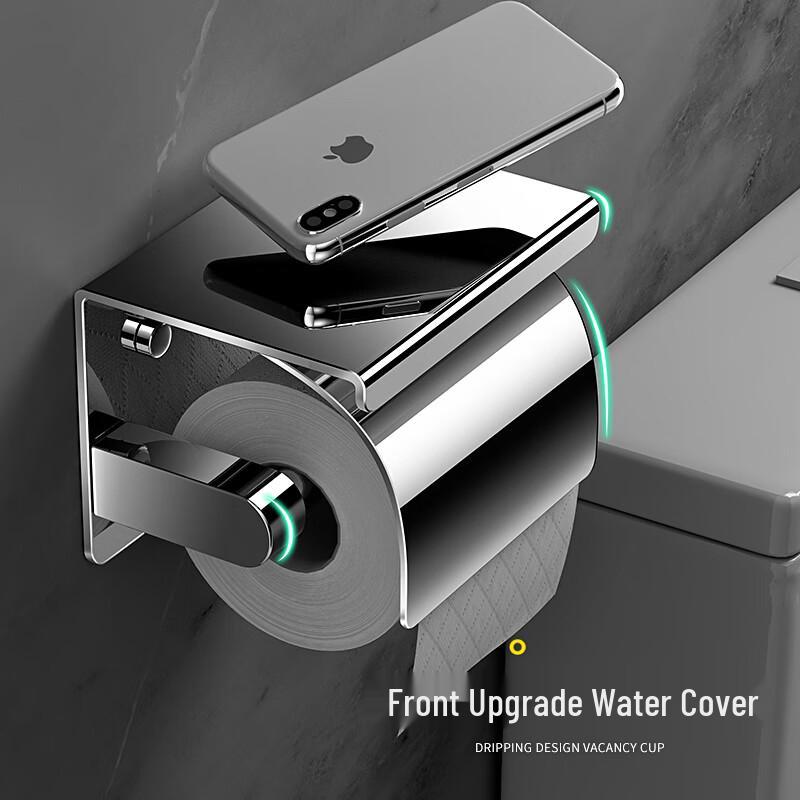 Stainless Steel Wall-Mounted Tissue Holder with Shelf