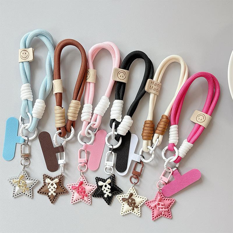 Star Smiley Face Handstrap, Mobile Phone Lanyard, Thickened Anti-Drop, Anti-Loss, Camera Key Chain, Backpack, Zipper Pendant, Women'S Model