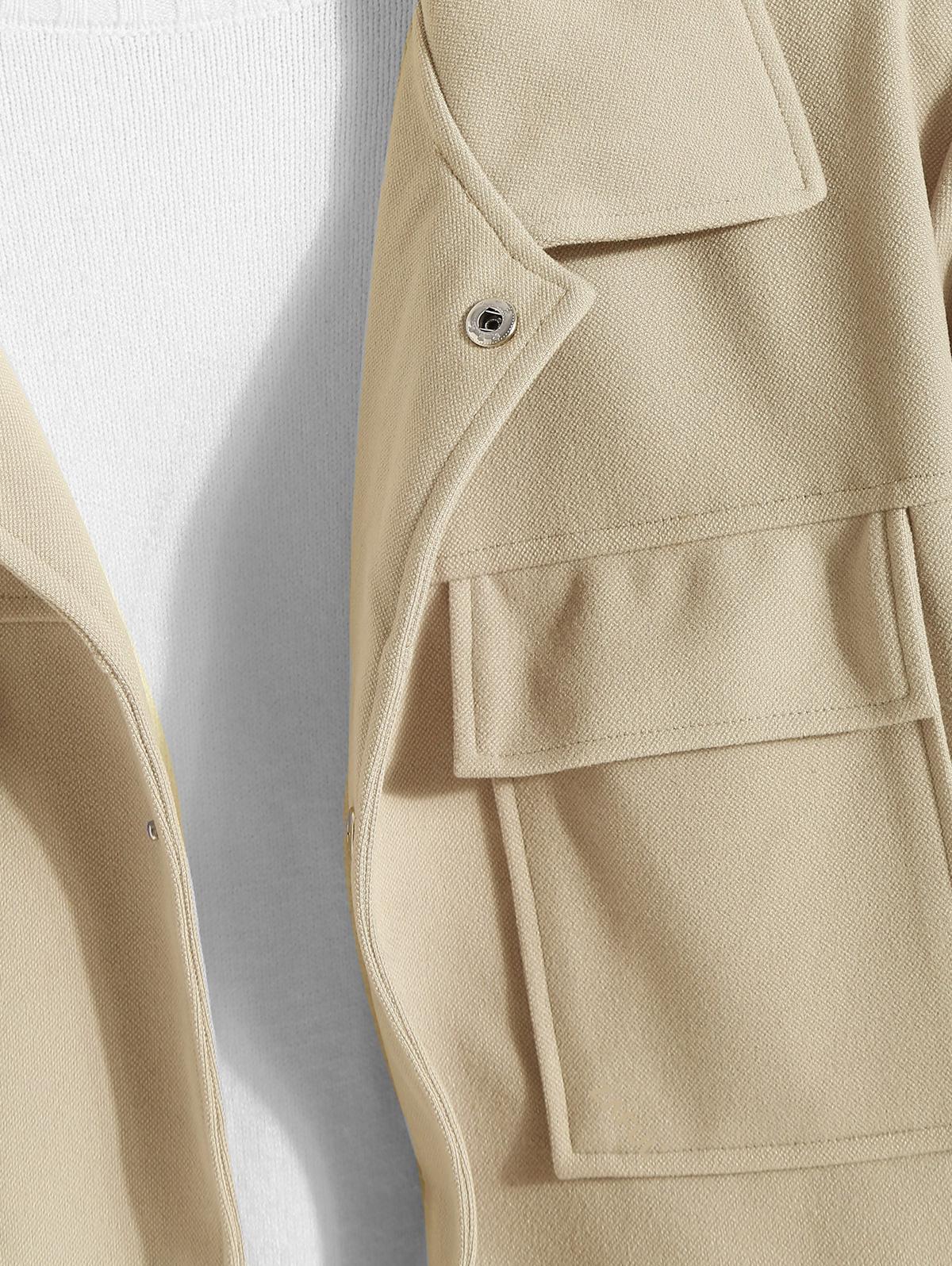 ZAFUL Мужская однотонная куртка из искусственной шерсти с карманом-клапаном на пуговицах — фото 3