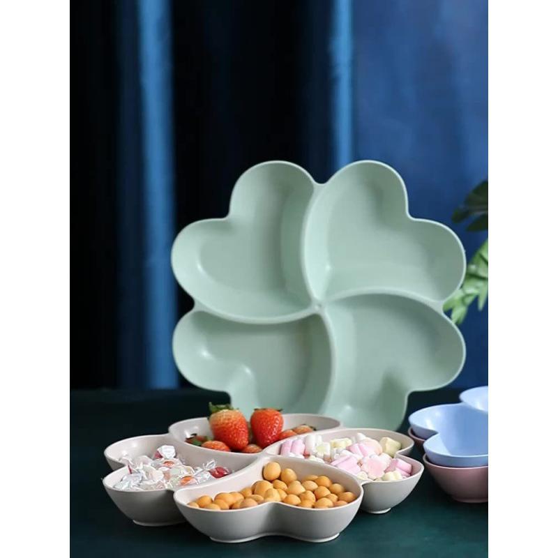 Lucky Clover Four-Leaf Snack and Fruit Plate for Home Living Room Medium (21.5cm) зелёный