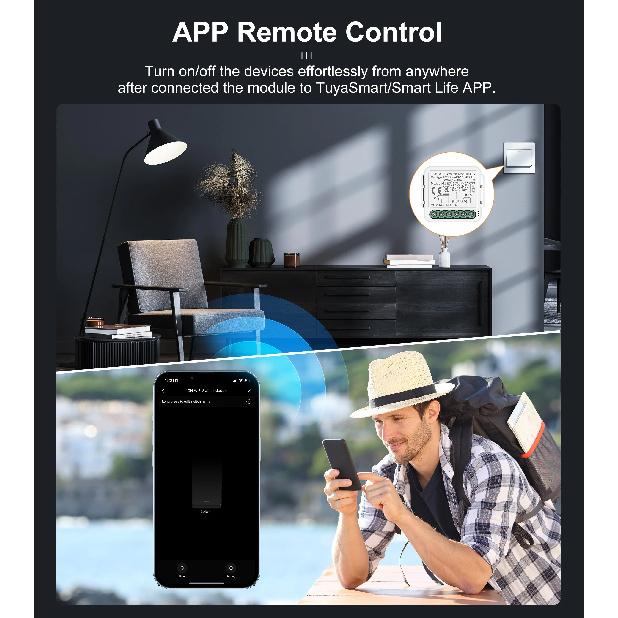 GIRIER Tuya Smart Dry Contact Switch Module WiFi DIY Breaker Relay Supports DC5V/12-48V AC100-240V Input/Output Works with Alexa