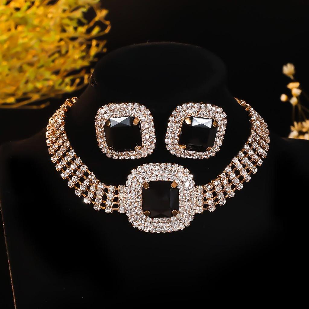 Luxury Rhinestone Necklace & Earrings Set for Women - Perfect Bridal Wedding Jewelry