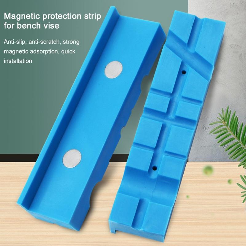 Multipurpose Aluminiumskruvstäd Mjuka Backar, Magnetiska Skruvstädbackar, Gummi Skruvstädbacksskydd Använd på vilket Metallbänkskruvstäd som helst 2x