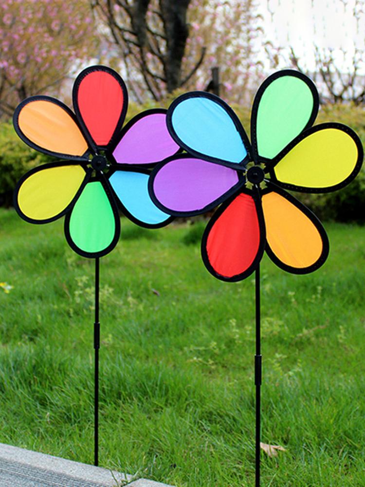 6pcs Flower Wind Spinner Lawn Pinwheel Garden Windmill for Garden Yard Party Outdoor Decor