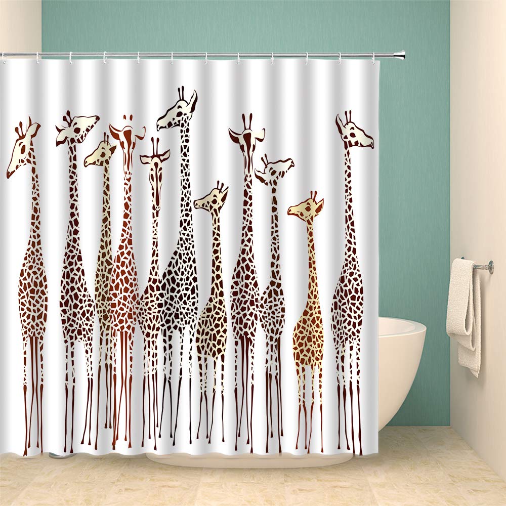 Funny Animal Shower Curtain Giraffe Jungle Safari Tropic African Wildlife Black And White Modern Designer Cool Bathroom Decor