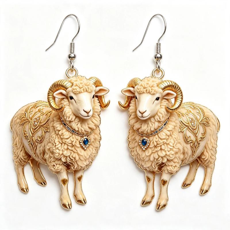 Cartoon Sheep Earrings 1 Pair 2D Flat Acrylic Animal Jewelry Hypoallergenic for Animal Lovers Party Wear Perfect Gift