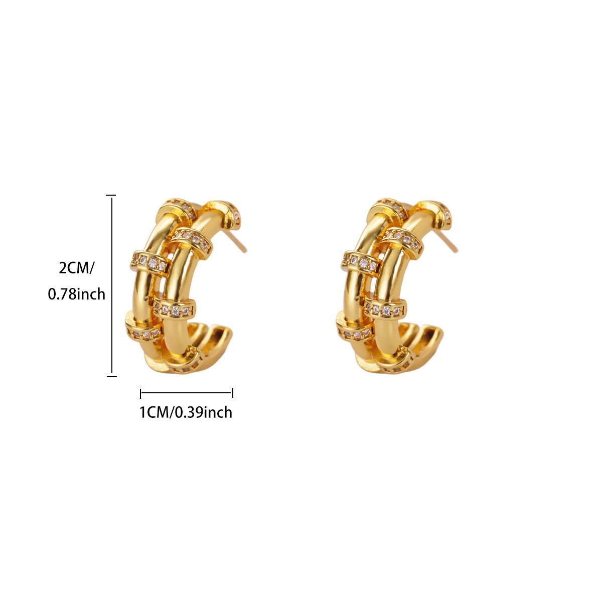 

Luxury C-shaped Cubic Zirconia Stainless Steel Earring for Women 18K Gold-plated Earring New Wedding Jewelry Prom Accessories