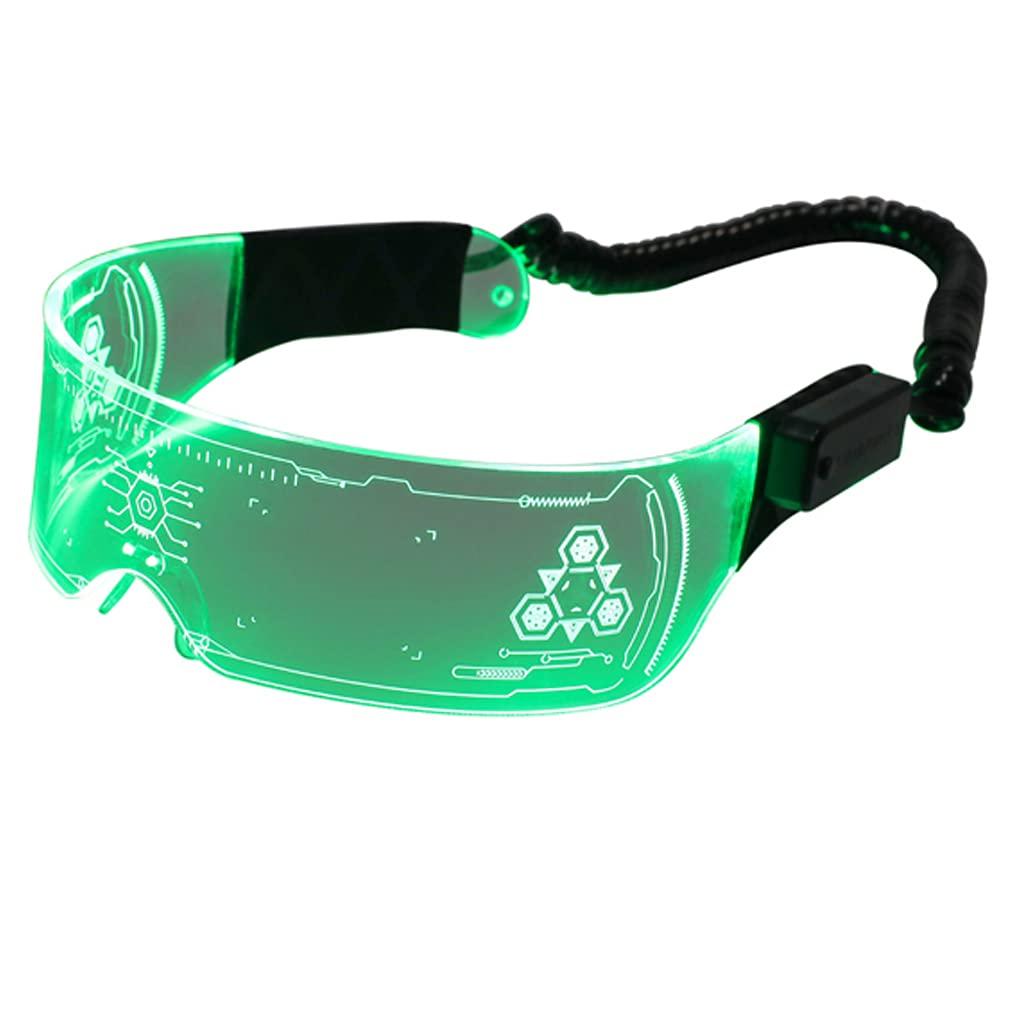 [PLOPLO] LED Visierbrille, USB wiederaufladbar, 7 Farben, 4 Modi, Futuristisches Brillenmodell, Leuchtende Blinkerbrille, Schild Sonnenbrille, Halloween Party