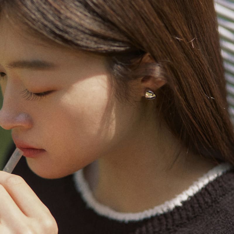 

ADAUL Pearl knob reversible earring - silver Silver