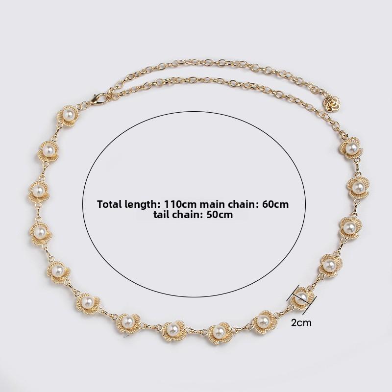Gold Silver Pearl Waist Belt With Floral Design For Elegant Women Gift Idea