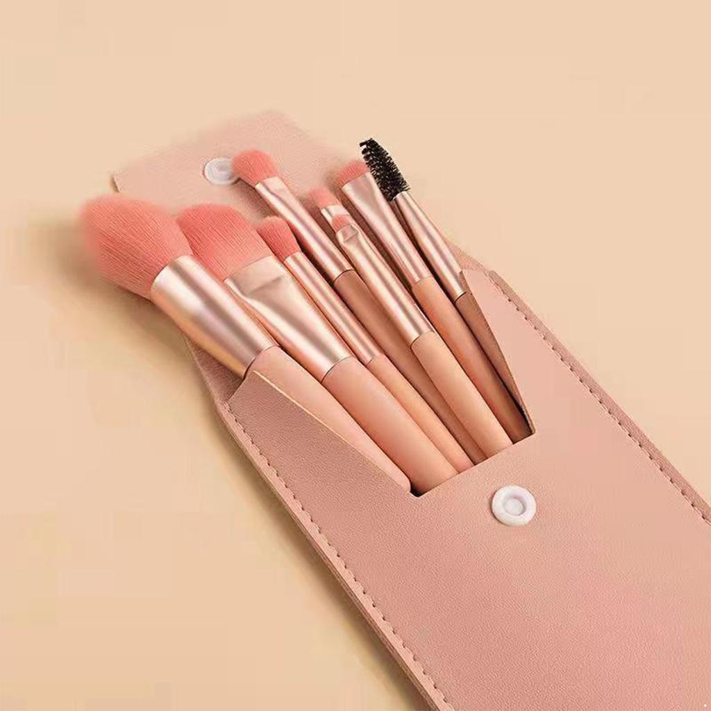 Mini Size Makeup Brush Collection - 8 Piece Soft Synthetic Hair Brush Set with Carrying Case, Perfect Blush and Face Brushes for Makeup Newbies