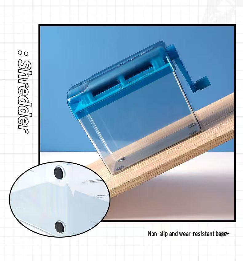 Portable Hand-Crank Silent Paper Shredder for A4/A6 Confidential Documents - Desktop Manual Mini Shredder