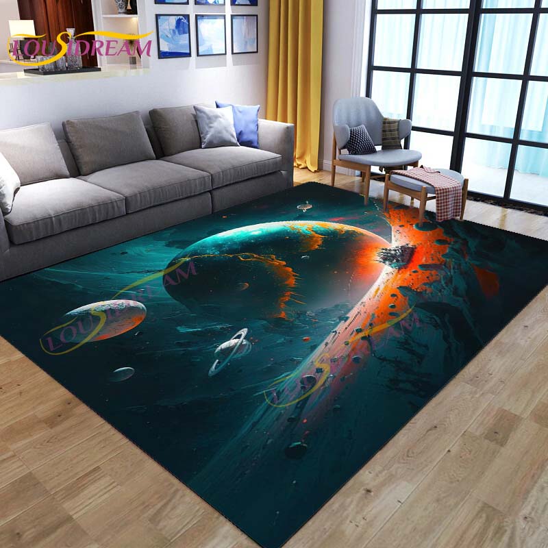 3D Colored Space Mat Galaxy Rug Starry Sky Carpet for Living Room Bedroomt Sofa Planet Rug Nursery Play Rug Floor Mat Home Decor