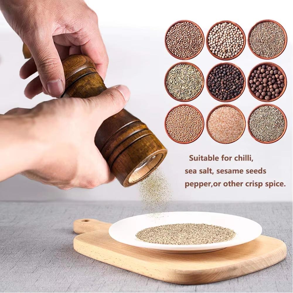 1 Piece Wood Pepper Grinder Pepper Mill Adjustable Coarseness Wooden Pepper Salt Mill Grinder Salt and Pepper Mills Shaker