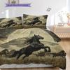 Set Copripiumino Trapuntato con Motivo a Cavalli Federa Decorazione per la Casa Regalo di Compleanno (1 * copripiumino + 2 * federa, senza nucleo)