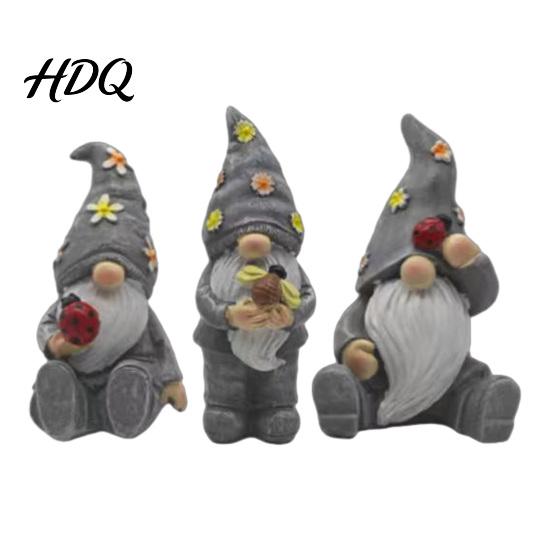 Handmade Resin Statues Halloween Garden Gnome Figurine Vintage Flower Mushroom Elf Dwarf Statue Sunproof for Patio Yard Waterproof Outdoor Ornament