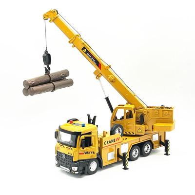 1/18 Scale Diecast Alloy Crane Truck Model, Simulation Excavator Car Mixer Toys Children's Engineering Car Gift Toys for Boys